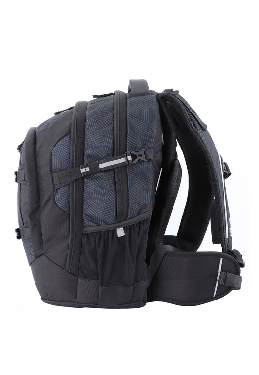 2be Ergonomic Backpack with Spine-support and Reflective parts Black With Print