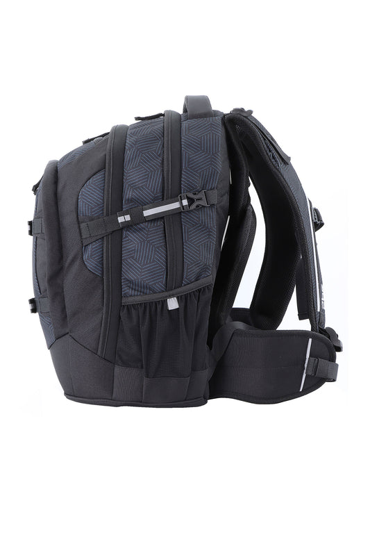 2be Ergonomic Backpack with Spine-support and Reflective parts Black With Print