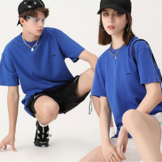 Unisex Oversized Royal Blue T-Shirt – “2be” Minimal Logo Edition Green