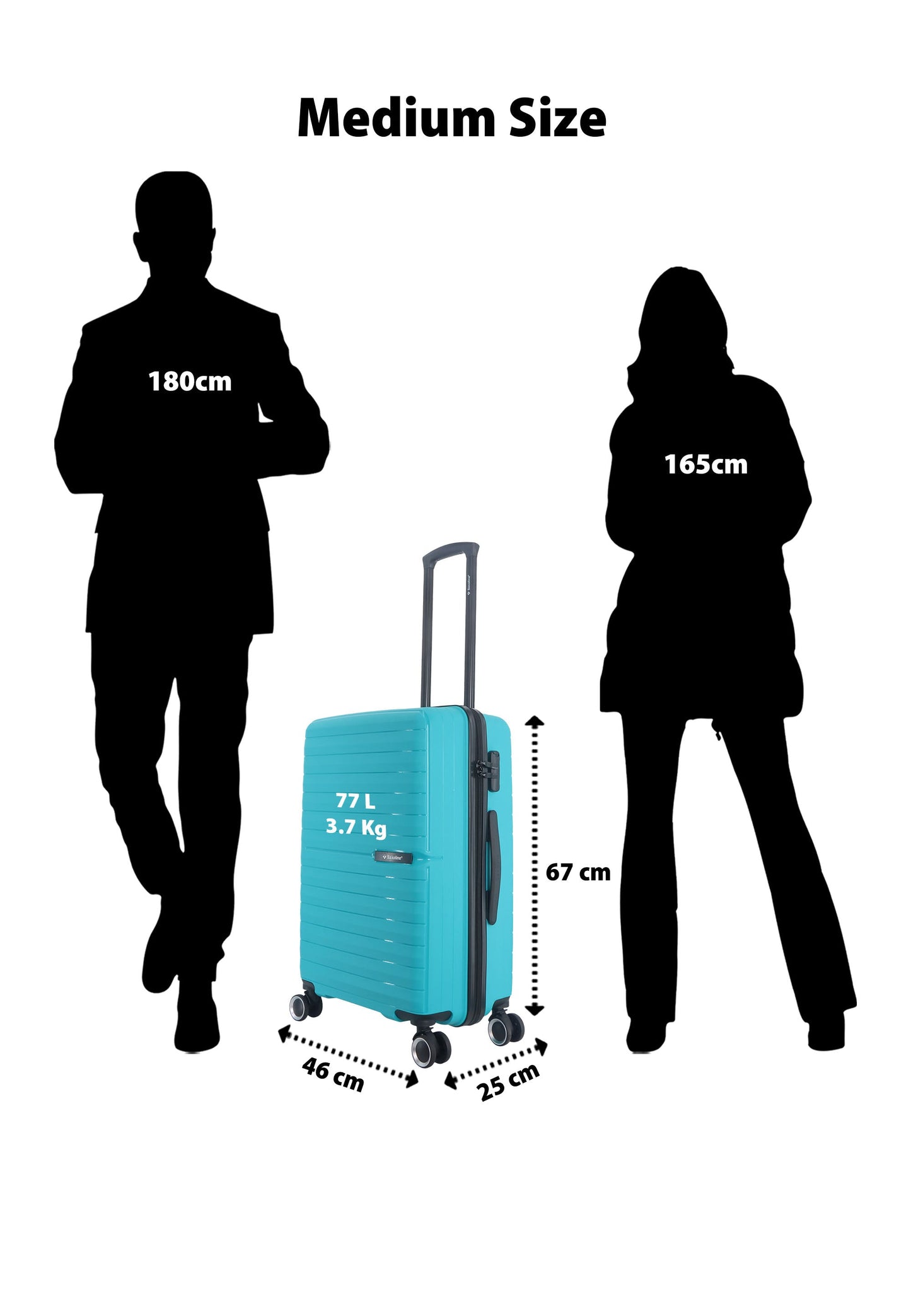 Saxoline Fiesta Travel Luggage / Hard Suitcase / Trolley - Medium - Turquoise