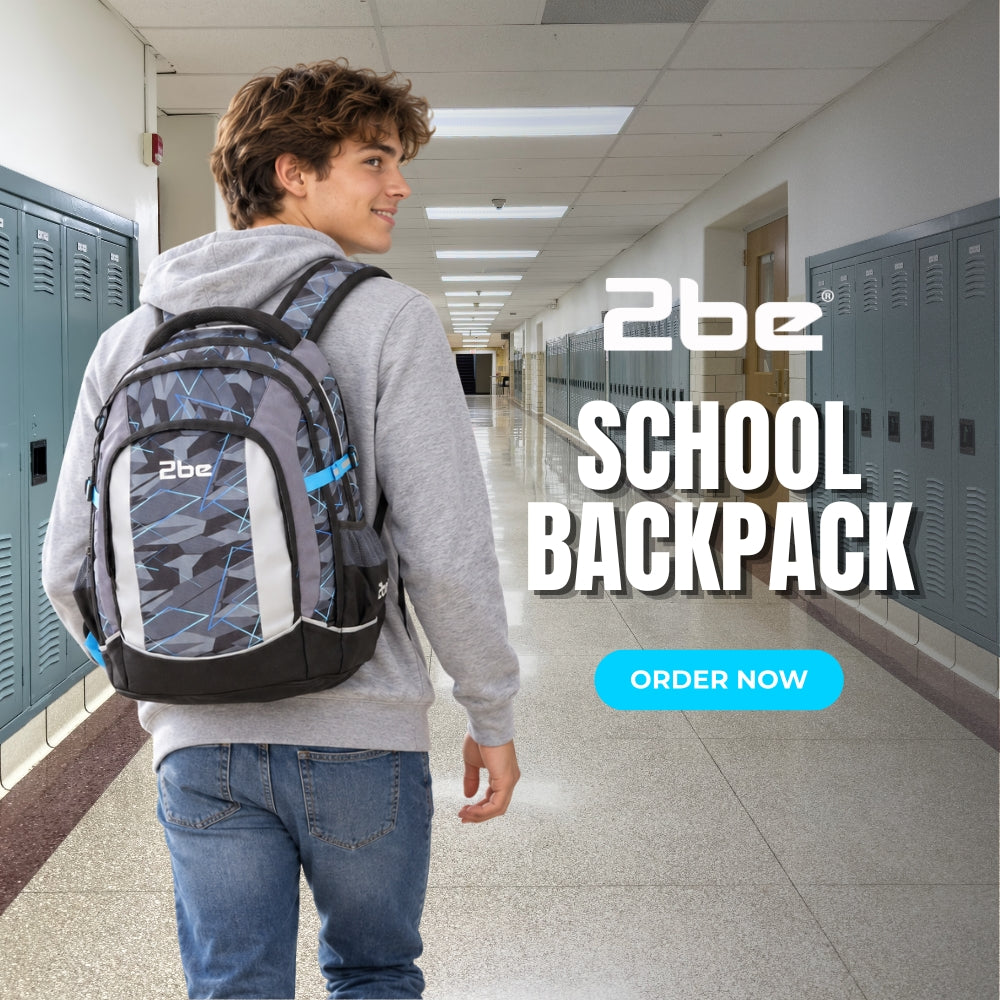 2be School Backpack with Laptop/Tablet Compartment, Reflective Details & Padded Straps