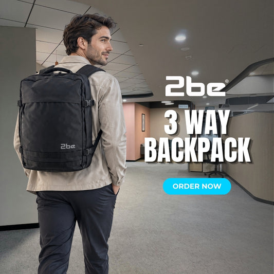 2be 3-Way Convertible Laptop Backpack with RFID Pocket – Black