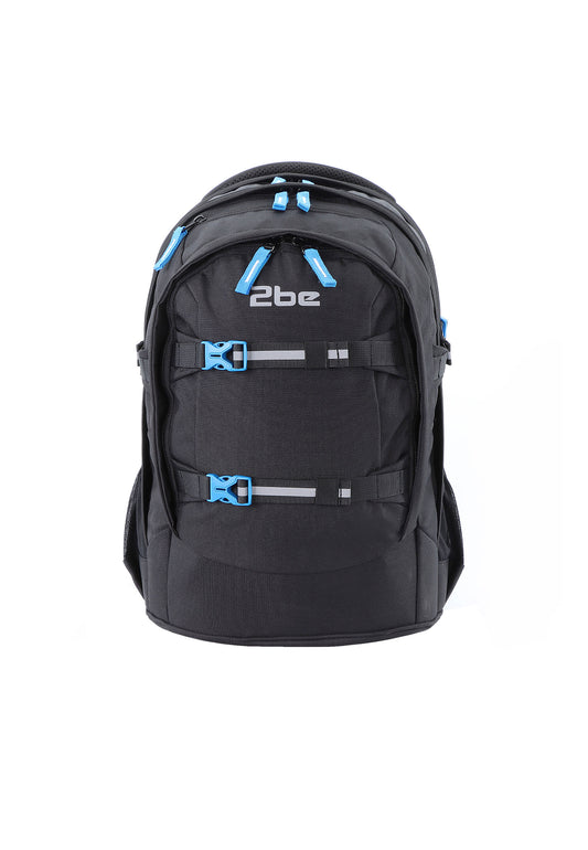 2be School Backpack with Ergonomic  Spine-support and Reflective parts Black