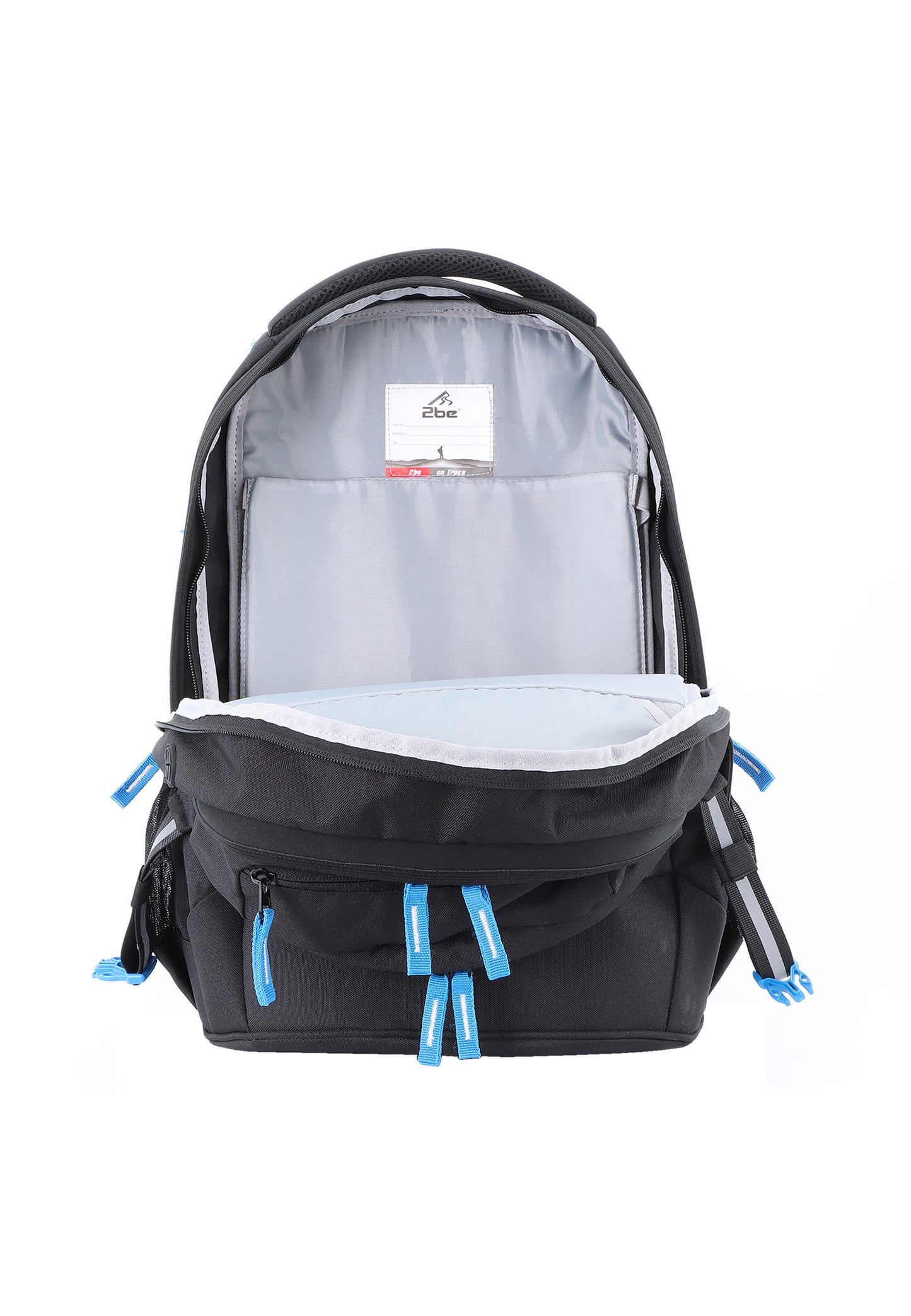 2be School Backpack with Ergonomic  Spine-support and Reflective parts Black