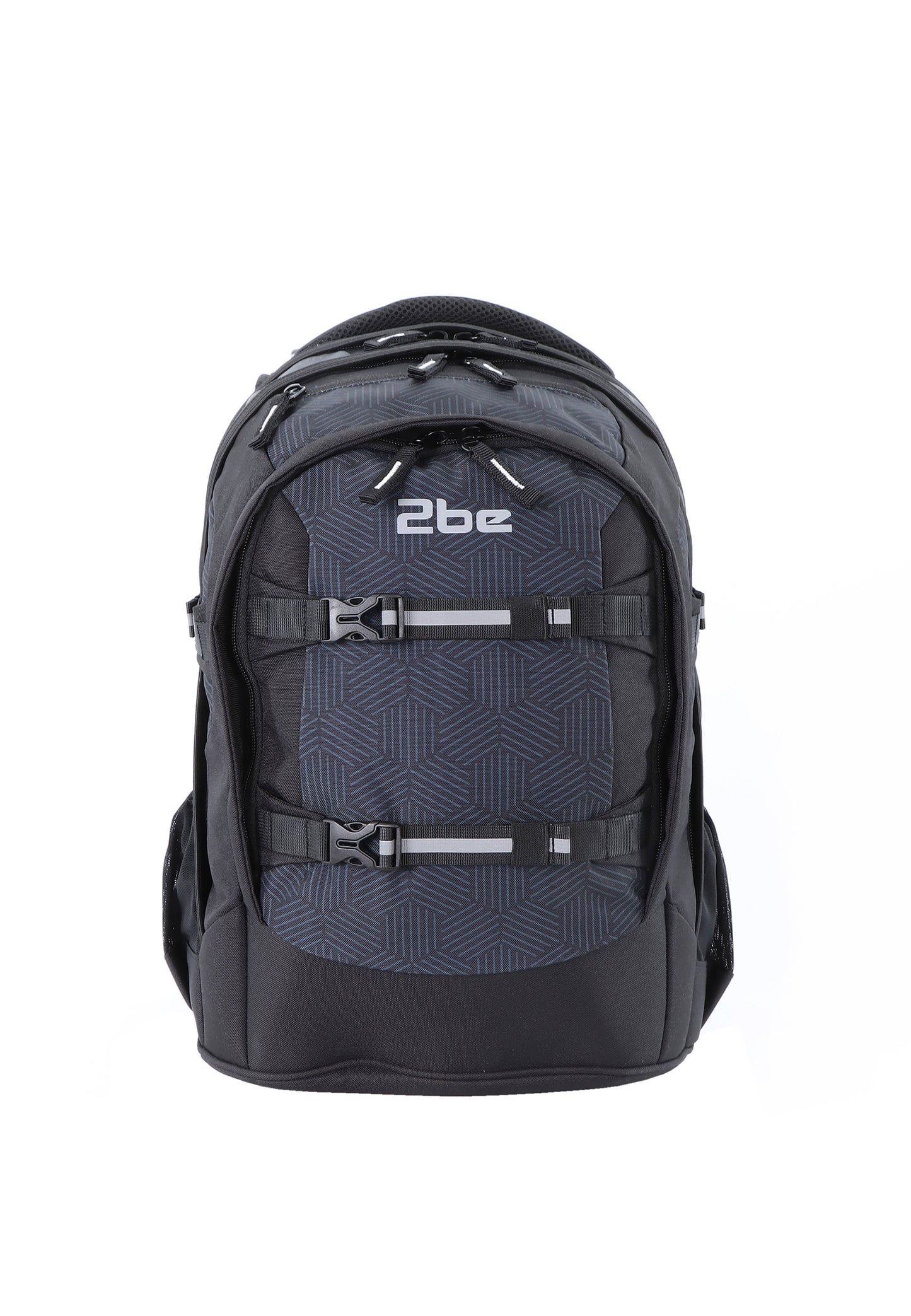 2be Ergonomic Backpack with Spine-support and Reflective parts Black With Print