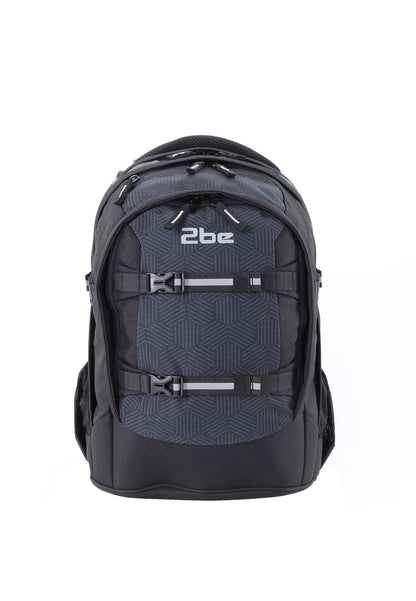 2be Ergonomic Backpack with Spine-support and Reflective parts Black With Print