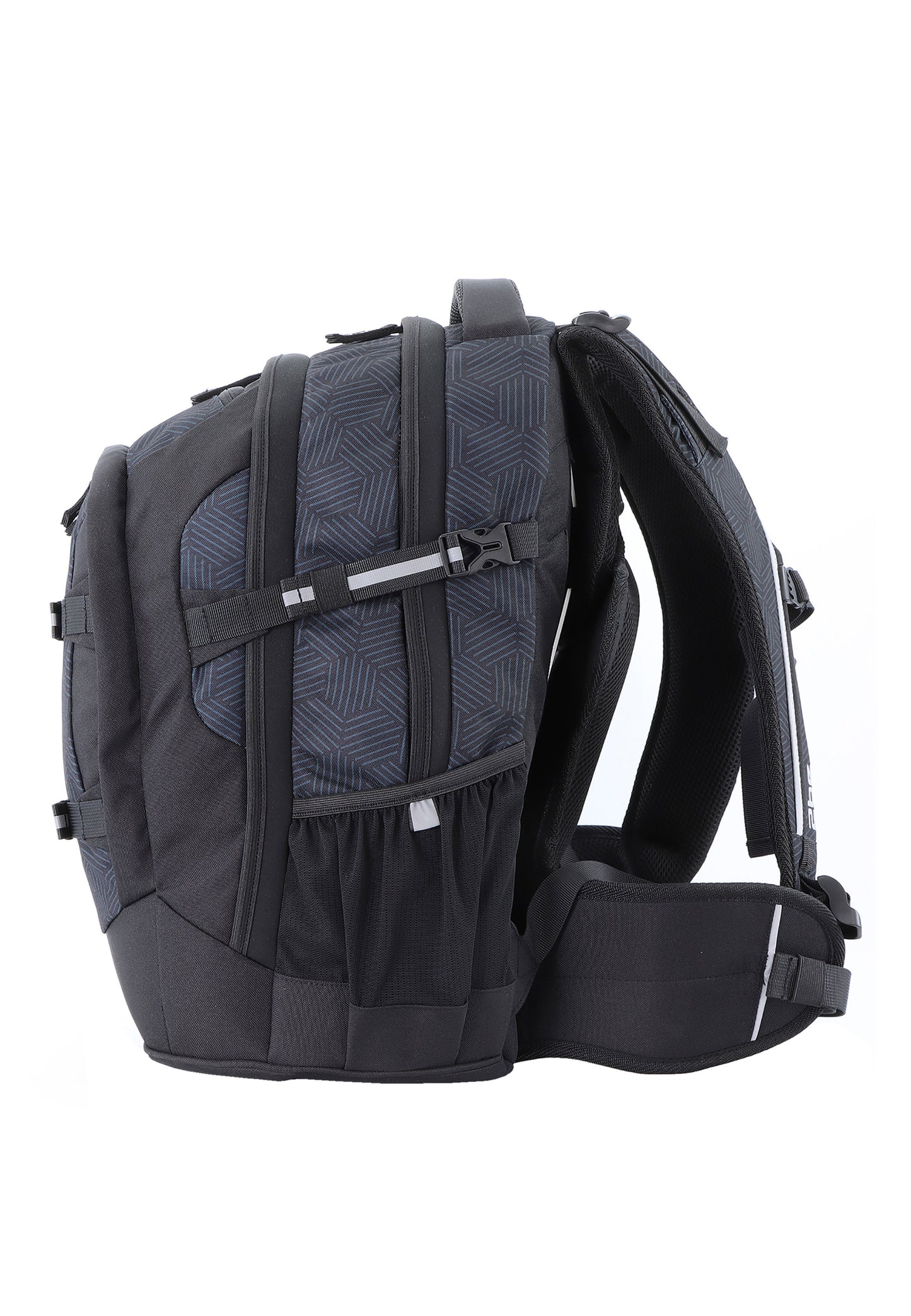 2be Ergonomic Backpack with Spine-support and Reflective parts Black With Print