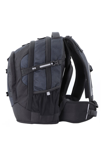 2be Ergonomic Backpack with Spine-support and Reflective parts Black With Print