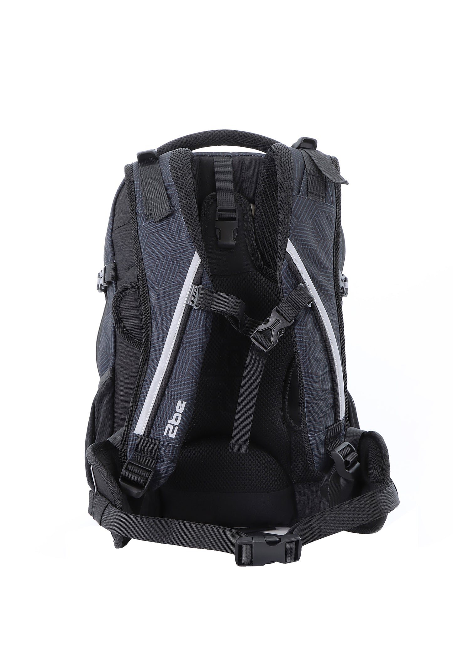 2be Ergonomic Backpack with Spine-support and Reflective parts Black With Print