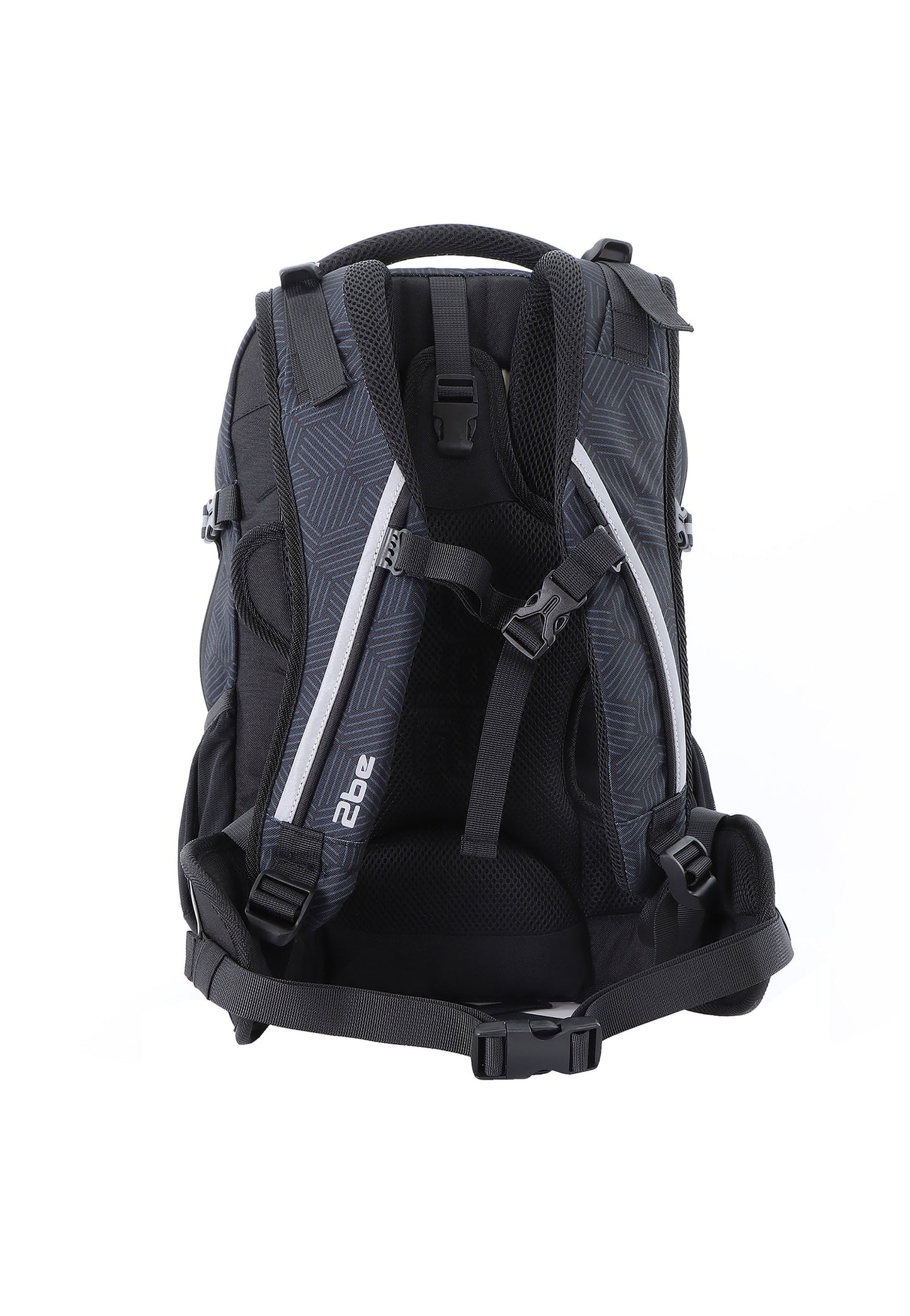 2be Ergonomic Backpack with Spine-support and Reflective parts Black With Print