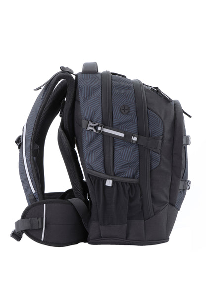 2be Ergonomic Backpack with Spine-support and Reflective parts Black With Print