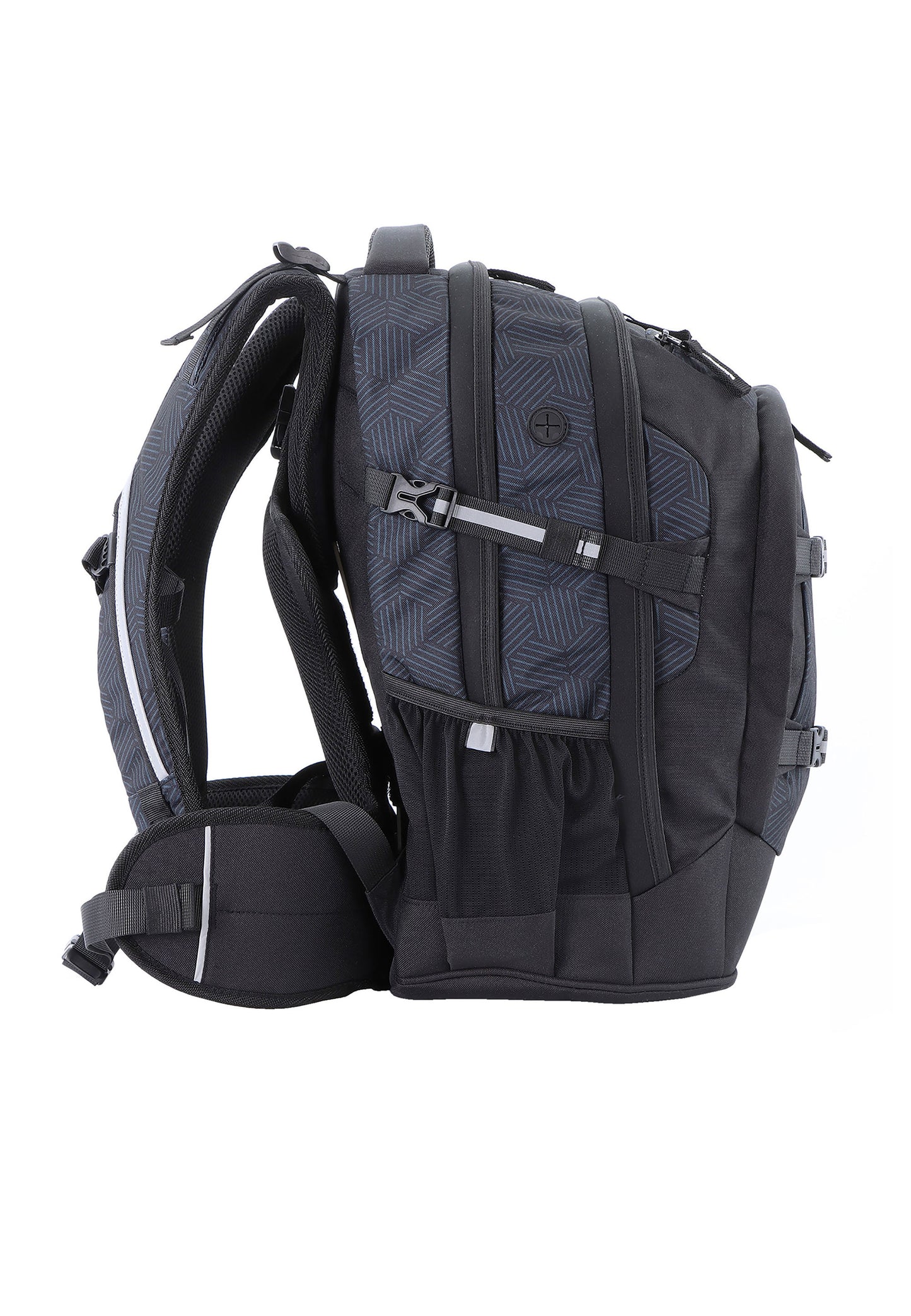 2be Ergonomic Backpack with Spine-support and Reflective parts Black With Print