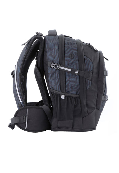 2be Ergonomic Backpack with Spine-support and Reflective parts Black With Print