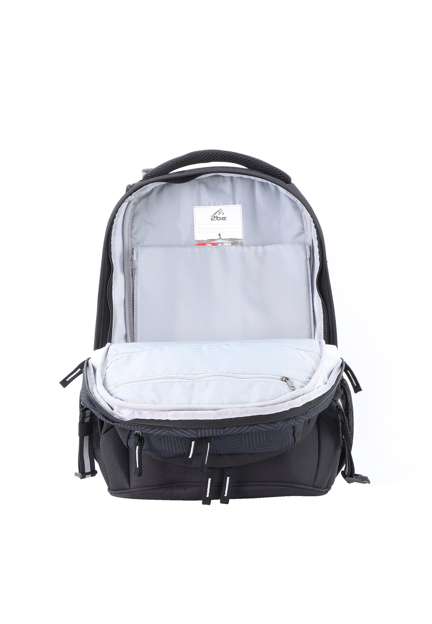 2be Ergonomic Backpack with Spine-support and Reflective parts Black With Print