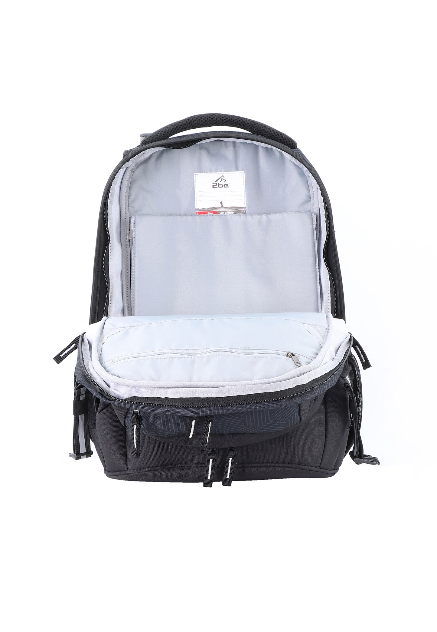 2be Ergonomic Backpack with Spine-support and Reflective parts Black With Print