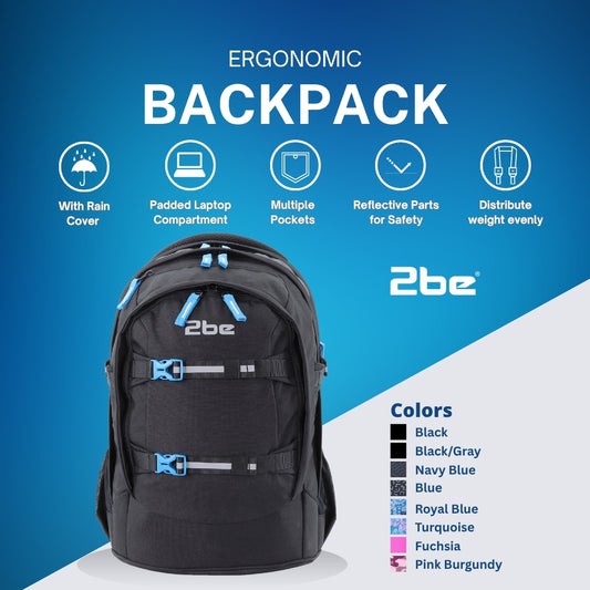 2be School Backpack with Ergonomic  Spine-support and Reflective parts