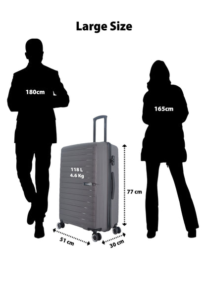 Saxoline Fiesta Travel Luggage / Hard Suitcase / Trolley - Large - Gray