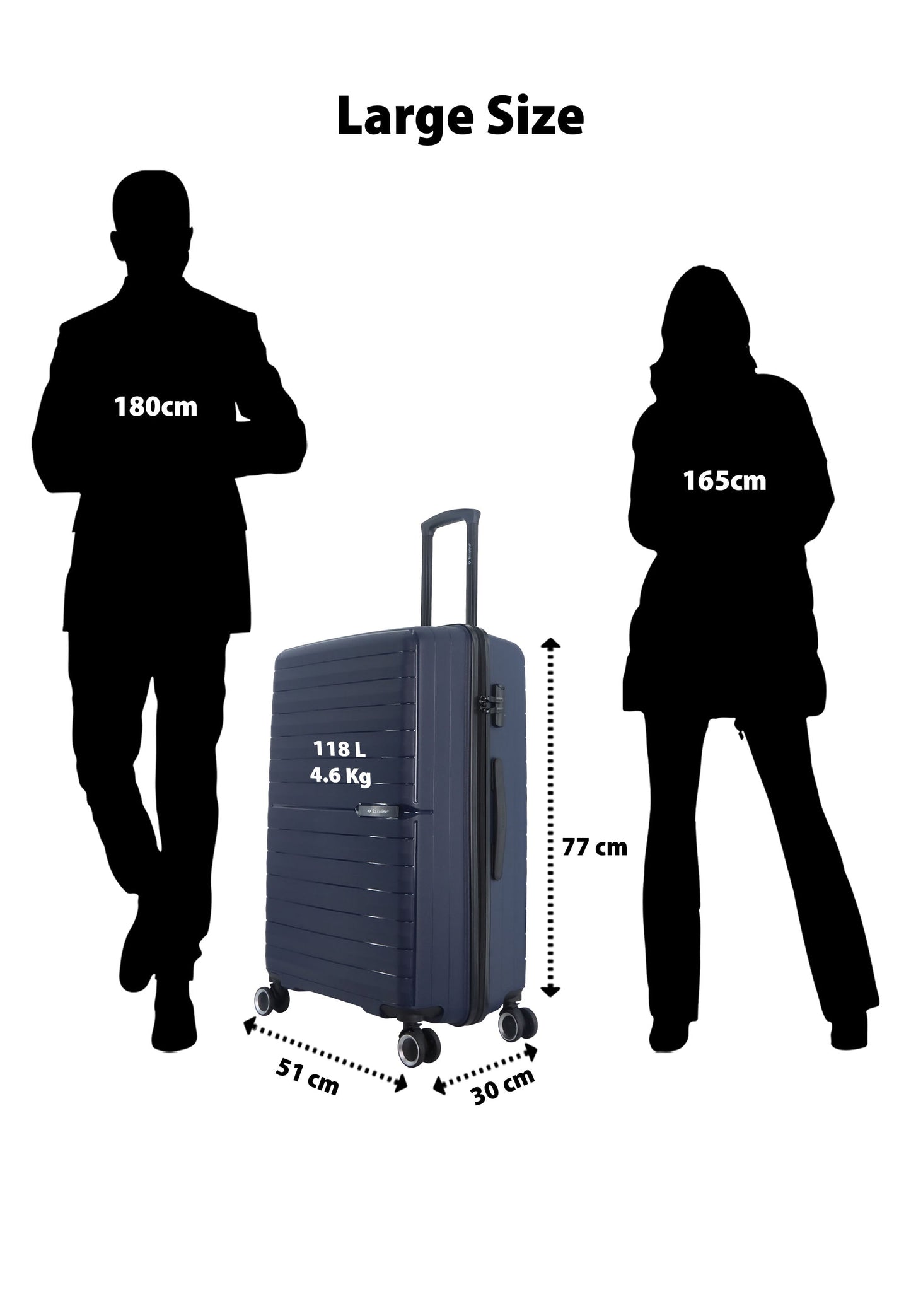 Saxoline Fiesta Travel Luggage / Hard Suitcase / Trolley - Large - Navy