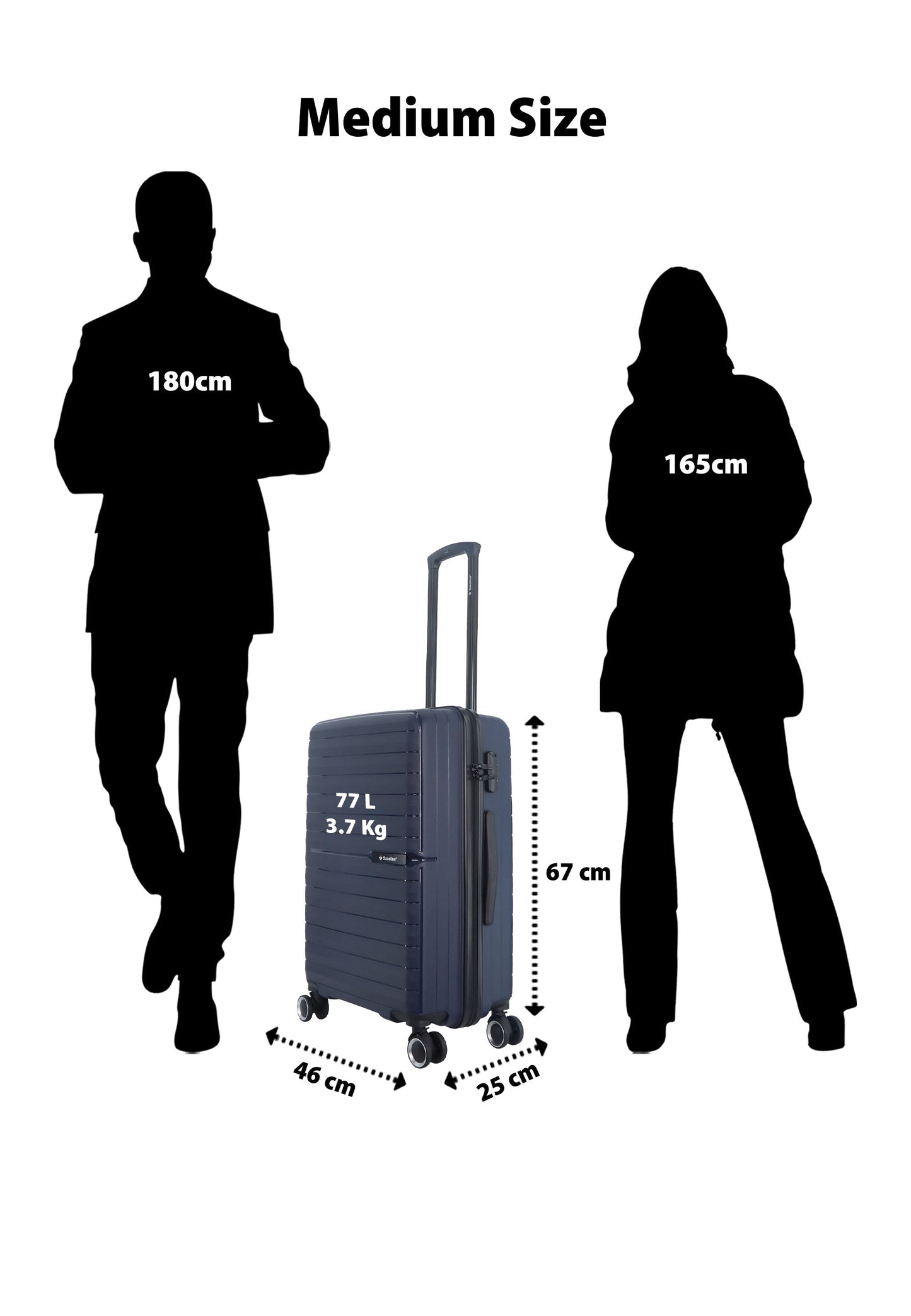 Saxoline Fiesta Travel Luggage / Hard Suitcase / Trolley - Medium - Navy