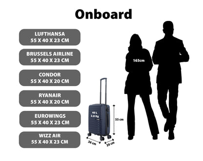 Saxoline Fiesta Carry on Luggage / Hard Suitcase / Trolley - Small - Navy