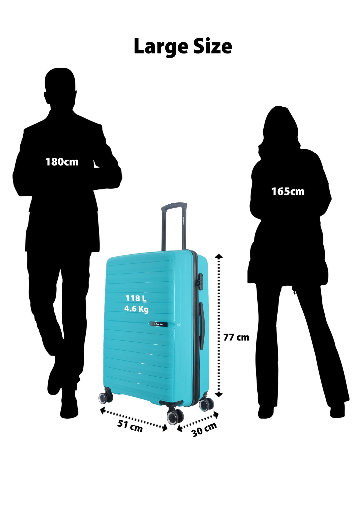 Saxoline Fiesta Travel Luggage / Hard Suitcase / Trolley - Large - Turquoise