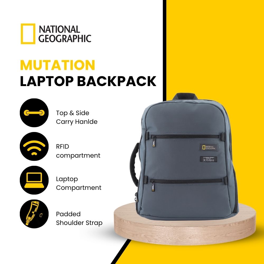 National Geographic Laptop Backpack / School Bag - 15 inch - Mutation - N18388 - Khaki
