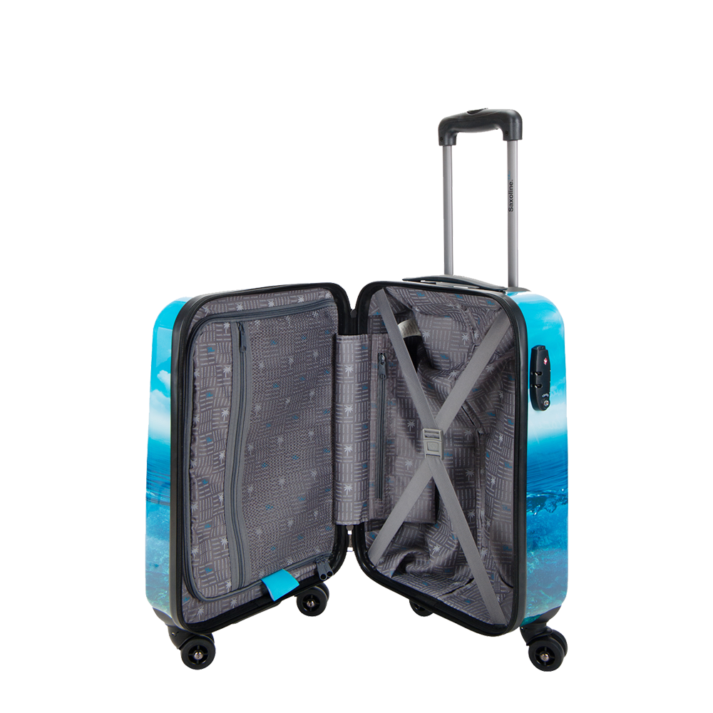 Hard hand luggage printed of Saxoline blue 