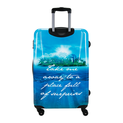 Hard cases with print and 4 double wheels of Saxoline Blue