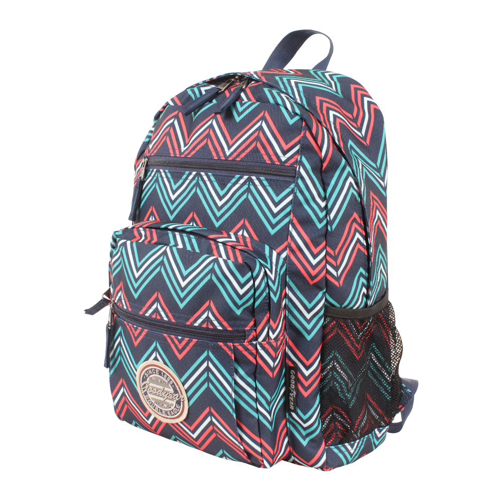 printed backpack with laptop compartment
