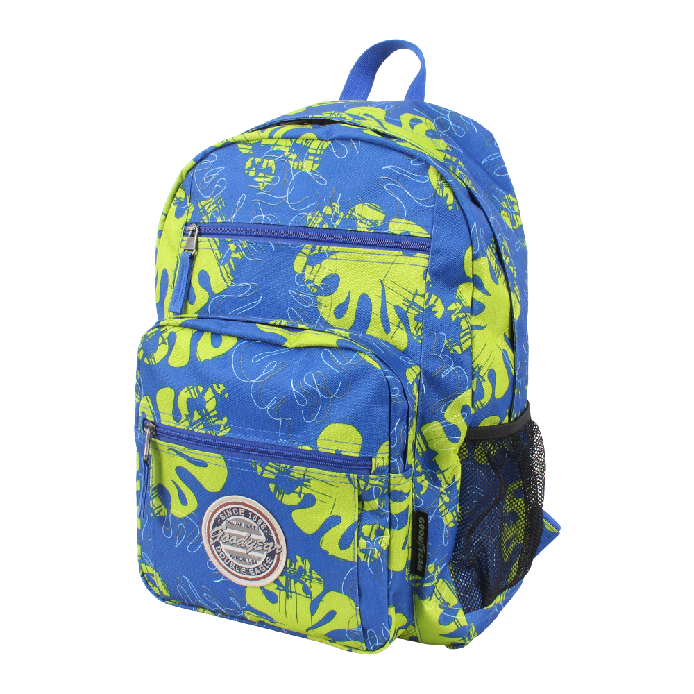 printed laptop backpack with side pockets